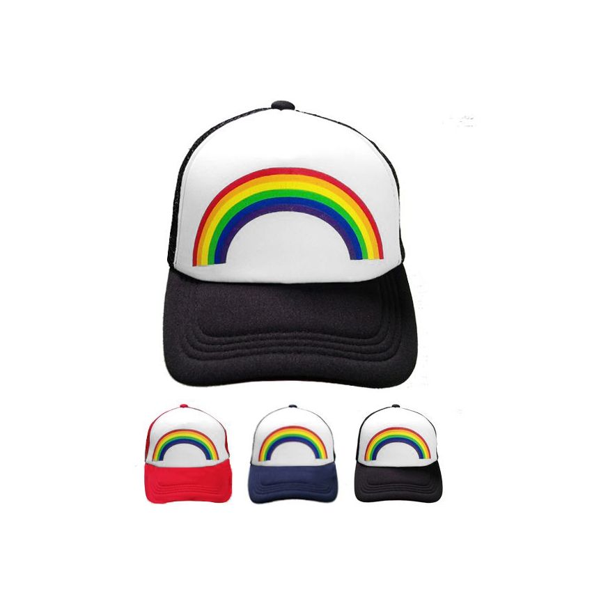 12 PACK Rainbow Trucker Caps Adjustable Make Love 1457RAIN