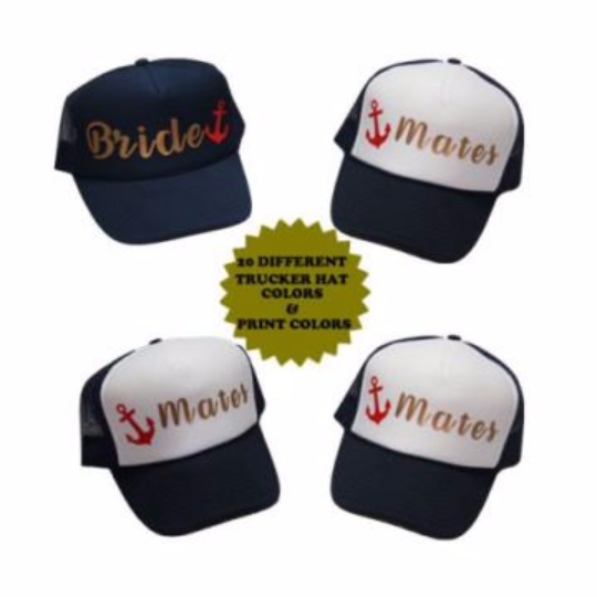 Bachelorette Party Hats | Customized Trucker Caps | 15062 (Fonts in Picture Gallery)
