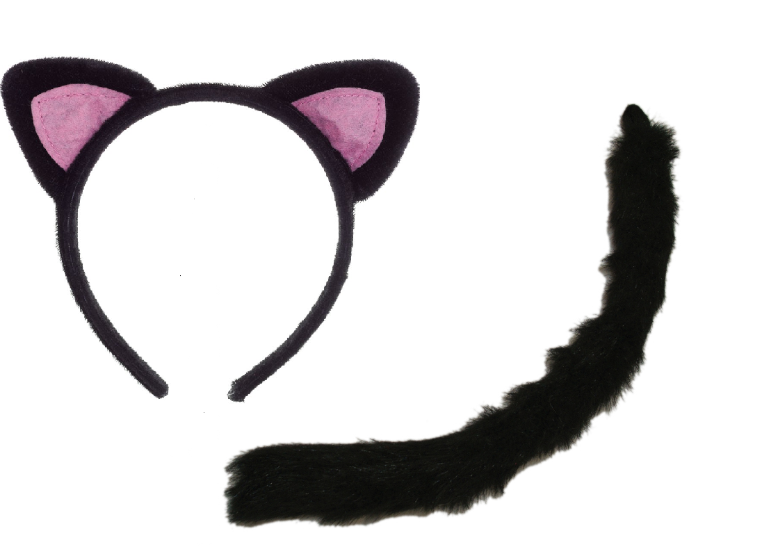 Black Cat Ear Headband and Tail Set 16770/1678