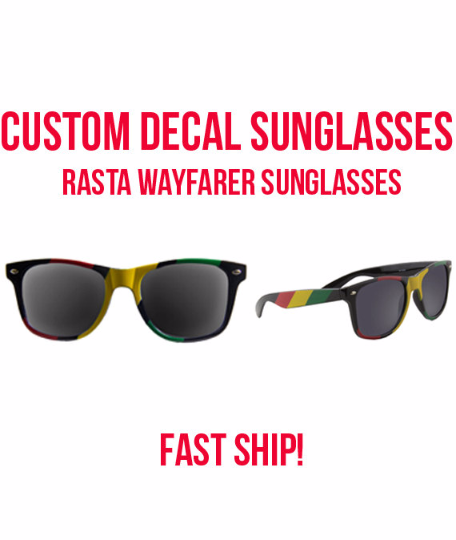 Rasta Sunglasses Customized, For Groom, Customized Bachelor Sunglasses - Weddings, Theme Parties, Bachelor Groom, Wedding Favors (Fonts in Picture Gallery)