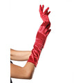 Red Long Ruched Satin Gloves 5096