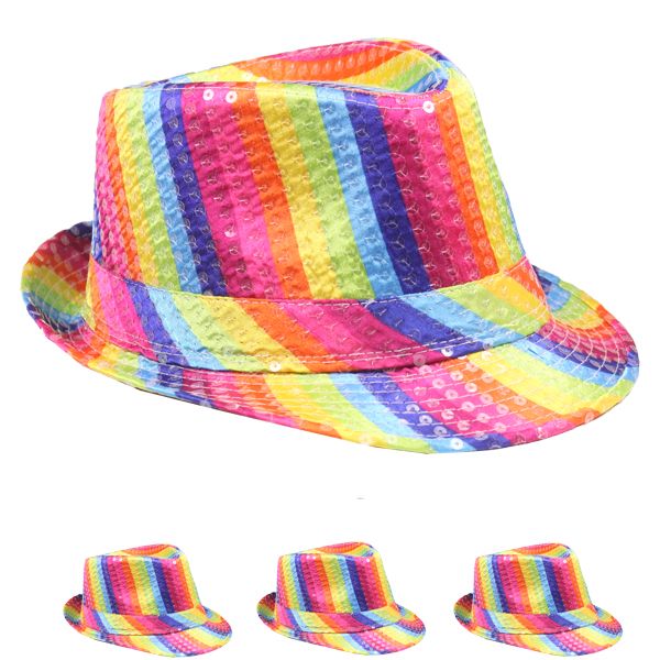 Bulk Rainbow Hats | Rainbow Fedoras | 18006 Adult Size