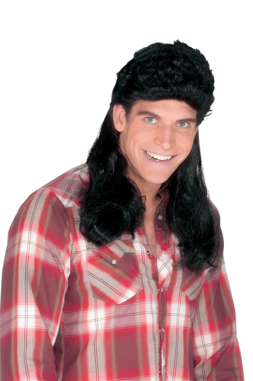 Black Mullet Wig 12 PACK 6040D