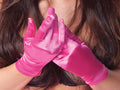 Hot Pink Short Satin Gloves 9" 1206