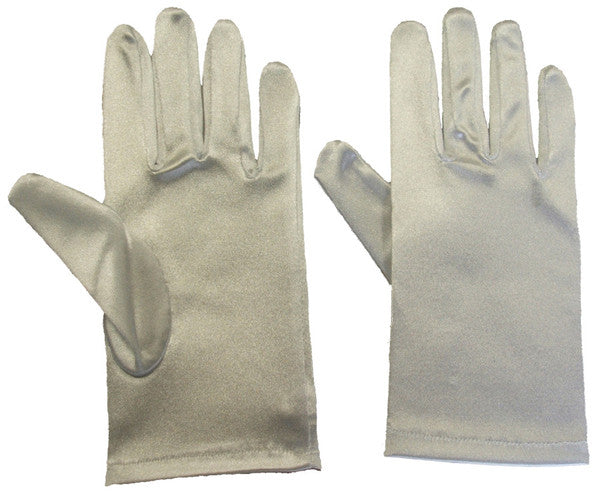 Satin Gloves Silver Short  9" 1209