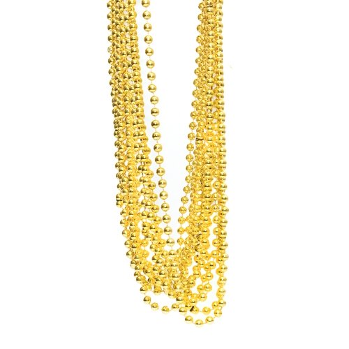 Mardi Gras Beads Gold 8mm Bulk 12 PK 9902