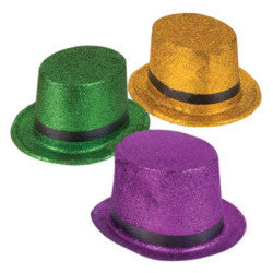 Mardi Gras Glitter Top Hat Green 5871