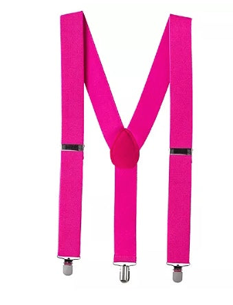 Hot Pink Suspenders Elastic Clip On 1283