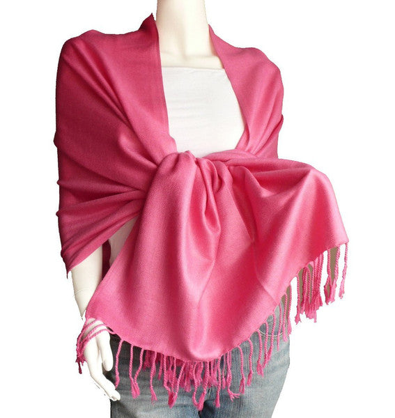 Hot Pink Pashmina Scarf Shawl 100% Fine Wool Mix 12 PACK  28" x 78" 2104
