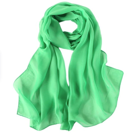 Kelly Green Long Sheer Chiffon Scarf  21" x 60" 2134G