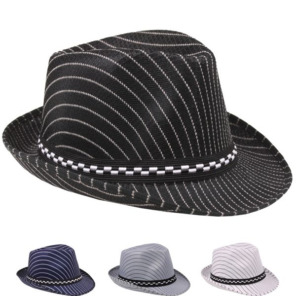 12 PACK Boys Fedora Hats | Pinstripe Fedora Hats | Bulk Child Hats |1558P