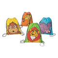 12 PACK Zoo Animal Drawstring Backpacks Treat Bags 12" x 15"  3883