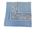 12 PACK Light Blue Paisley Bandanna 22" Square Standard 100% Cotton 1913DZ