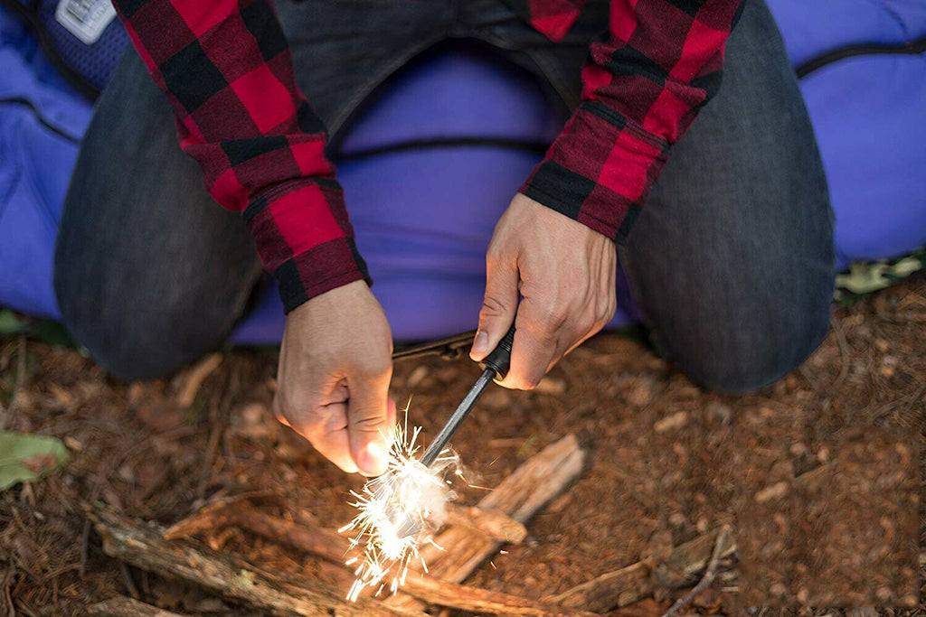 Magnesium Fire Starter | Magnesium Ferro Rod Fire Starter w/ Compass & Paracord For Survival and Camping - 30205