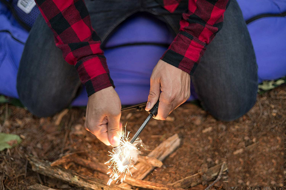 Magnesium Fire Starter | Magnesium Ferro Rod Fire Starter w/ Compass & Paracord For Survival and Camping - 30205