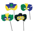 Mardi Gras Stick Feather Masks |  12 PACK Standard 9227FS