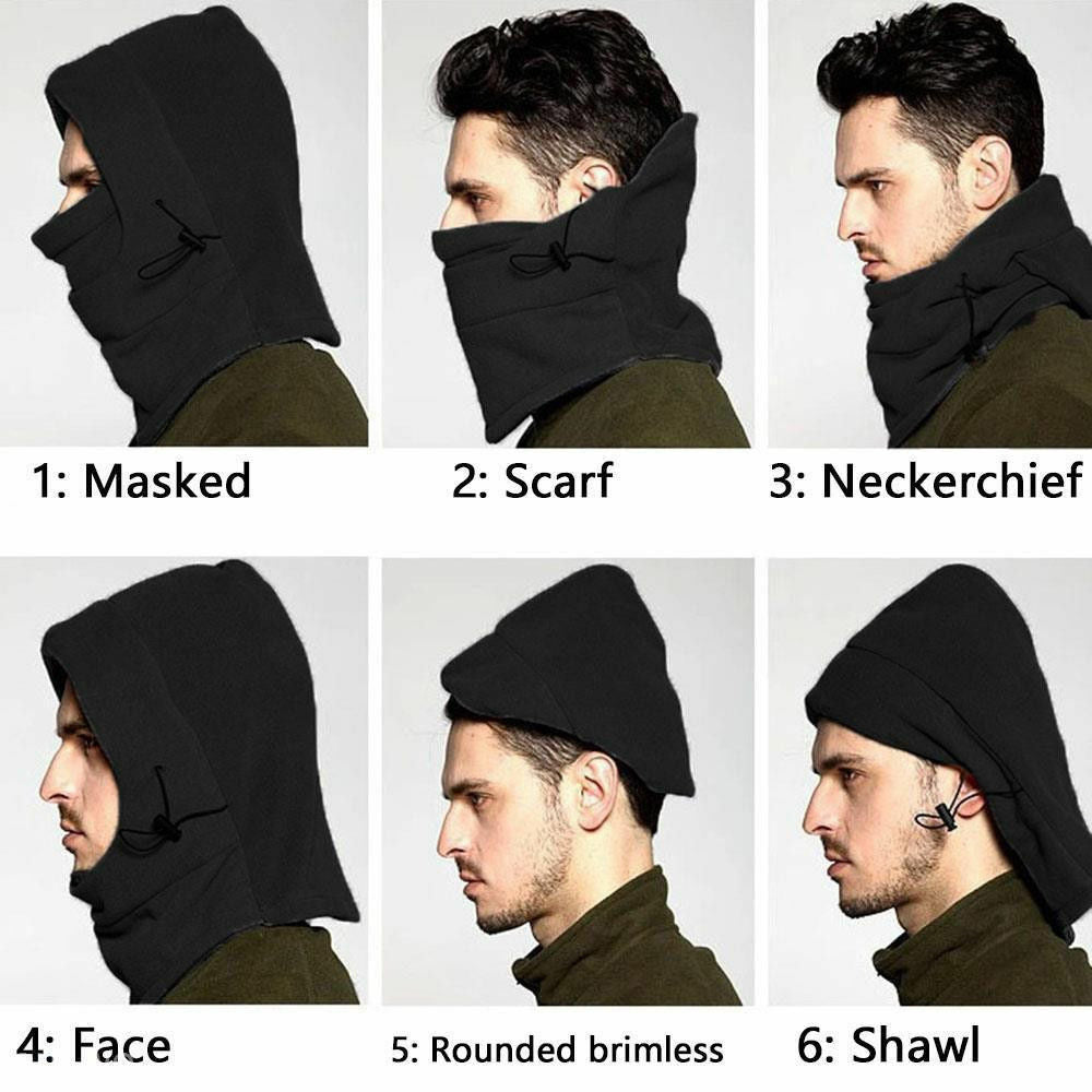 Black Polar Fleece Hat |  Adjustable Balaclava | 3063