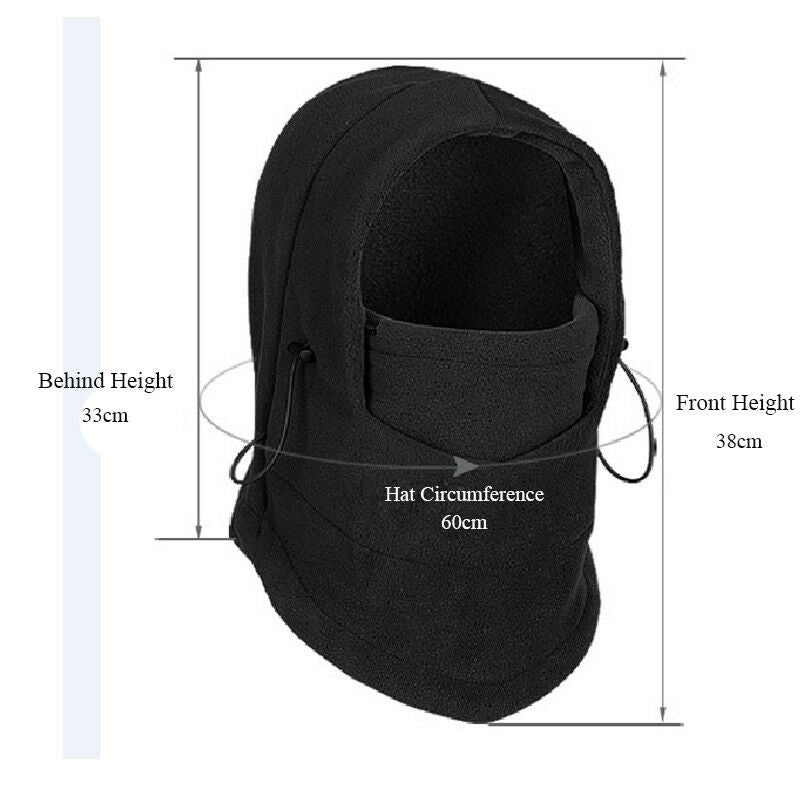 Black Polar Fleece Hat |  Adjustable Balaclava | 3063