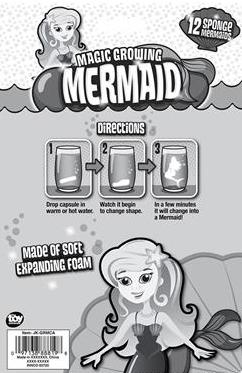 12 PACK CARDED MAGIC GROWING MERMAID CAPSULES M2009