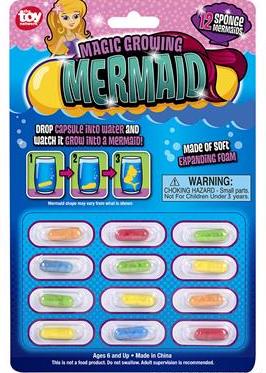 12 PACK CARDED MAGIC GROWING MERMAID CAPSULES M2009