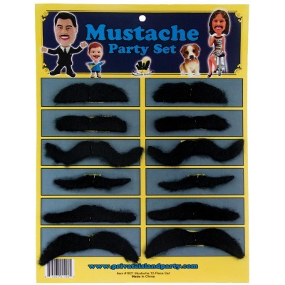Fake Bulk Mustaches | 12 PACK 1618