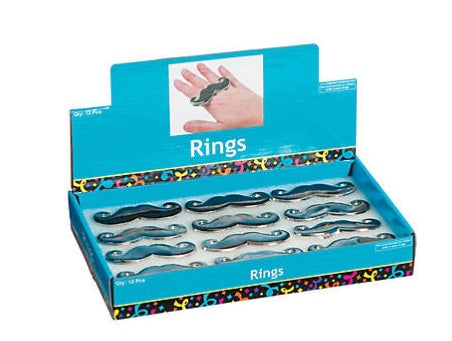 Mustache Rings Wholesale | Double Finger 12PK 6608