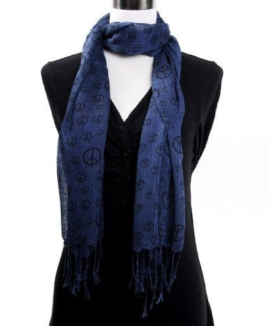 Peace Sign Scarf Navy Blue 2012