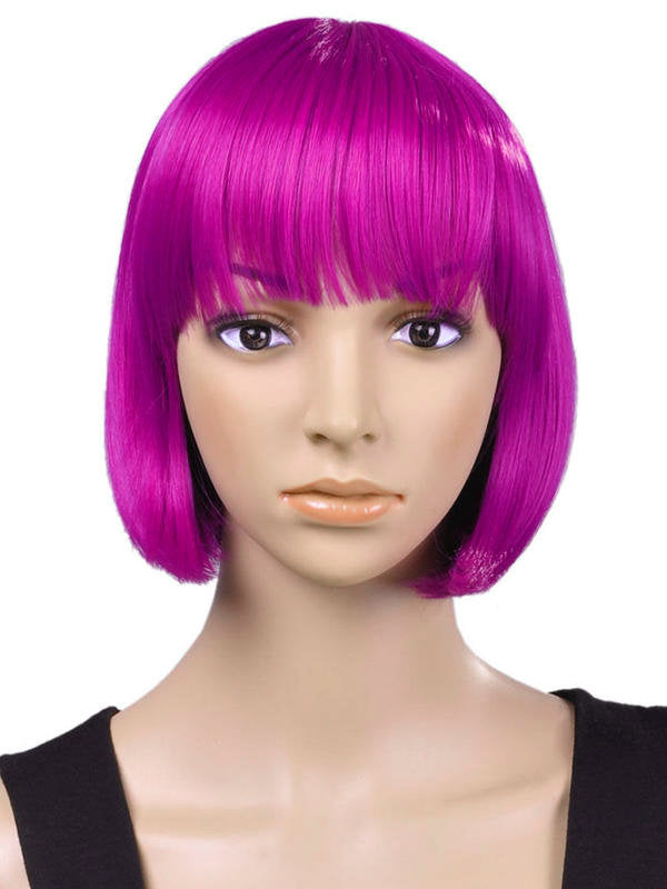 70's Neon Purple Bob Wig Costume Bob Wig 6076