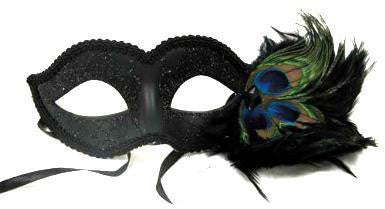 Masquerade Venetian Mask with Peacock Feathers 1846