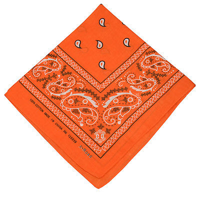 Orange Paisley Bandanna 22" Square Standard 100% Cotton 12 PACK 1916DZ