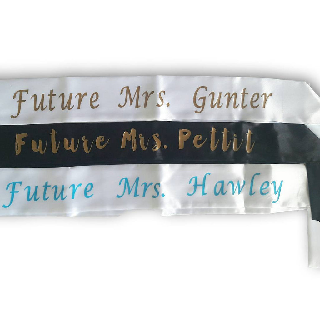 Party Sashes, Personalized For Bridal Party, Wedding Party, Bachelorette, Prom or Homecoming Satin Quality 60" (Fonts in Picture Gallery)