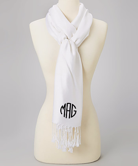 Monogrammed Pashmina | Wedding Shawls |  Bridesmaid Shawls | Scarf   28" x 78" (Fonts in Picture Gallery)