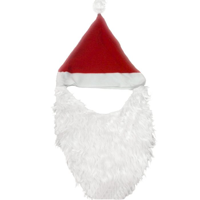 Santa Hat with Attached Beard 12 PACK 1439