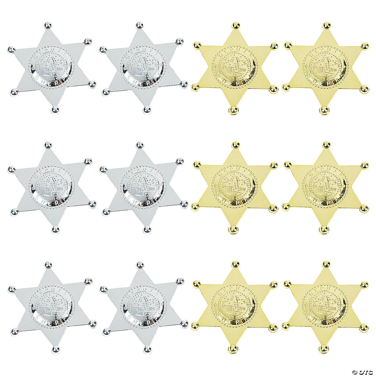 Sheriff Badge Silver/ Gold Mix 12 PACK 9006M