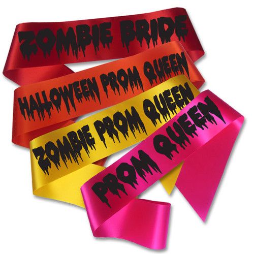 Halloween Sashes | Costume Sash | Zombie Sash | Dead Prom Queen Sash Satin Quality 60" (Fonts in Picture Gallery)