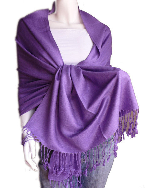Purple Pashmina Shawl Scarf 100% Fine Wool Mix  12 PACK  28" x 78" 2110