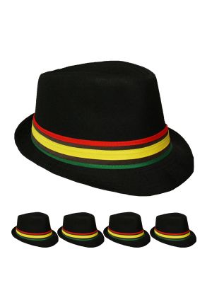 Rasta Hats Fedora Style  1310BW Adult Size
