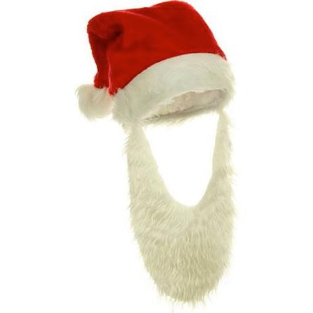 Santa Hat with Attached Beard 12 PACK 1439