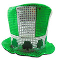 12 PACK Shamrock White/Green w/ Silver Sequin Top Hat 5888