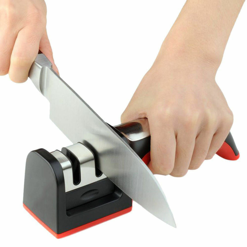 Handle Knife Sharpener |  Kitchen Camping Tool 2 Stage Coarse and Fine Grinding Stainless Steel - 302401