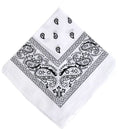 White Bandanna Paisley 12 PACK 22" Square Standard 100% Cotton 1922DZ