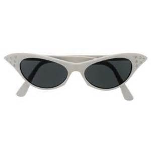 White Rhinestone Cat Eye Black Lens Sunglasses 1192A