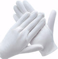Glove Liners White Bulk |  Cotton Inspection White Stitched Gloves - Large Size 8" Length 12 PACK 5023