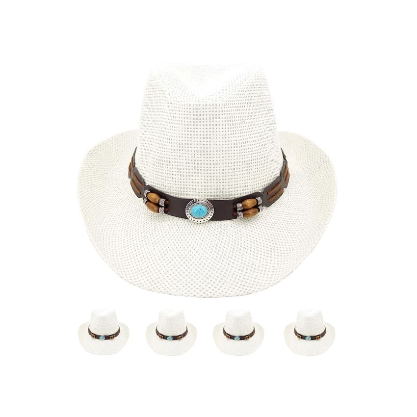 White Cowboy Hats Bulk |  Adult 12 PACK 1480WH UNISEX