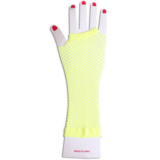 Fishnet Gloves Long Yellow 1243