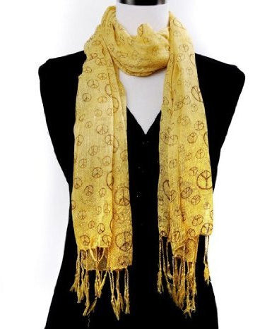 Yellow Peace Sign Scarf 2016